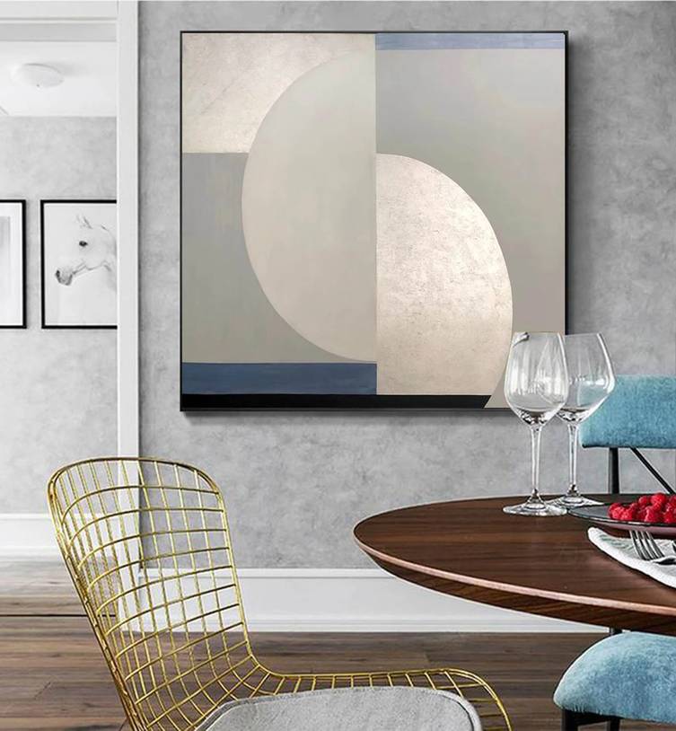 Hallway Room Geometric Silver Abstract Canvas Artwork W043S wall art